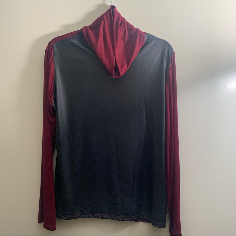 Stylish Black and Red Long Sleeve Women's Top loose turtleneck